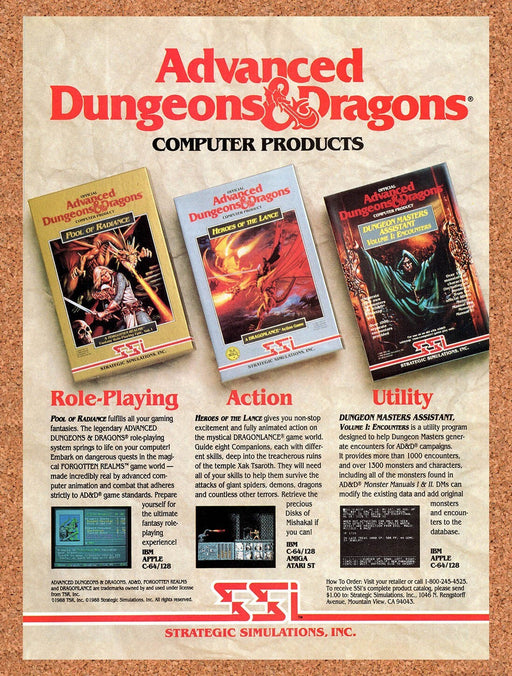 1989 Advanced Dungeons & Dragons IBM Games Original Ad v5 - for just $15.29! 