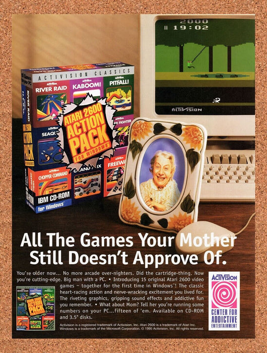 1995 Atari 2600 Action Pack For Windows PC Original Ad v1 - for just $17.99! 