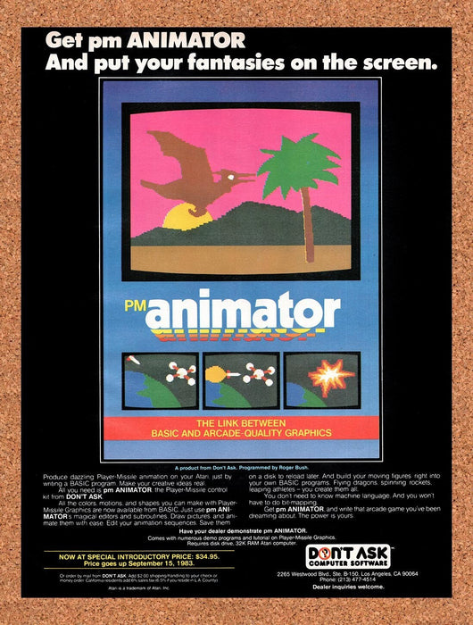 1983 PM Animator Atari 600XL Original Ad v1 - for just $17.99! 