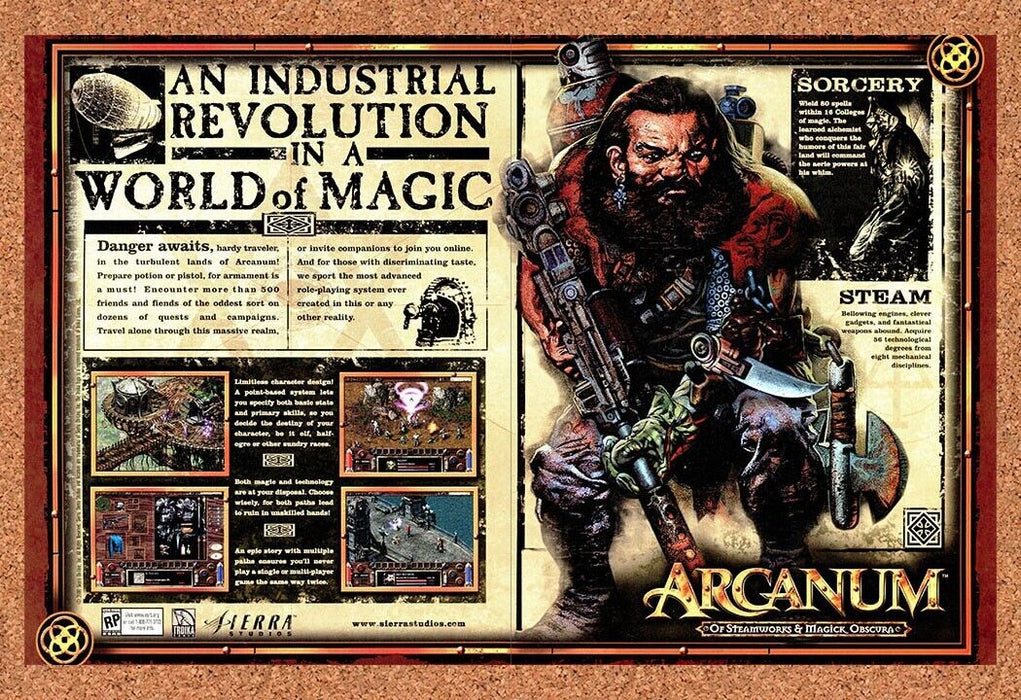 2002 Arcanum Steamworks Magick PC Original Steam Ad - for just $21.49! 