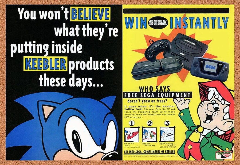 1994 Sonic Genesis Keebler Sweepstakes Original Obscure Ad - for just $21.49! 
