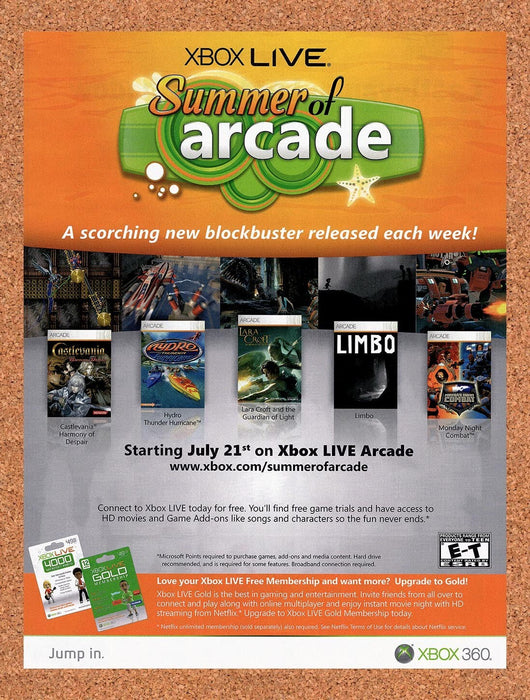 2010 Microsoft Xbox Live Summer Of Arcade Original Ad v6 - for just $17.99! 