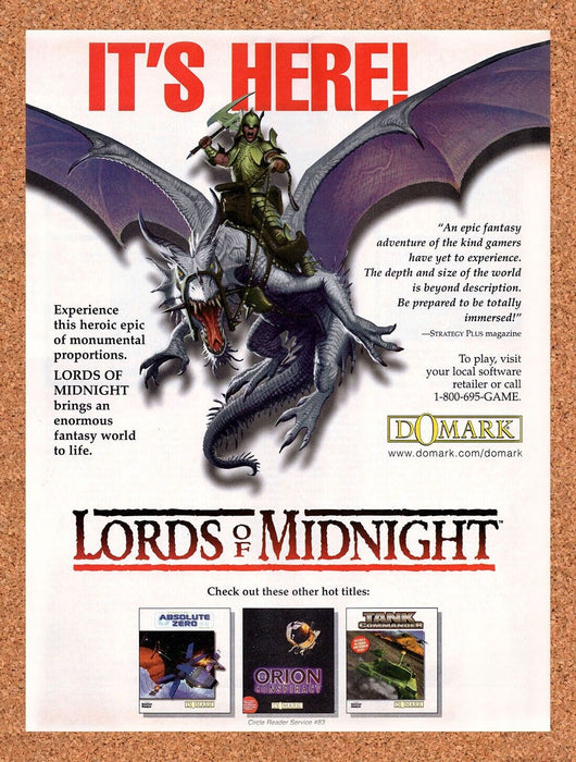 1995 Lords Of Midnight PC Original Ad - for just $17.99! 