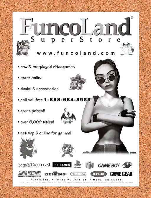 1998 Tomb Raider PS1 FuncoLand Original Ad v2 - for just $17.99! 