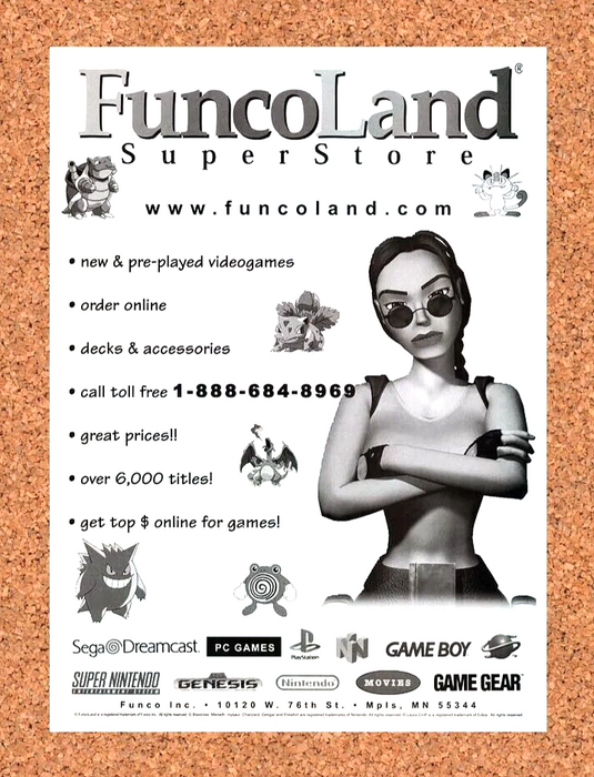 1998 Tomb Raider PS1 FuncoLand Original Ad v2 - for just $17.99! 
