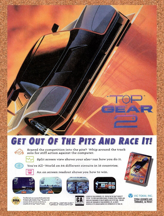 1994 Top Gear 2 Genesis Original Ad v1 - for just $17.99! 