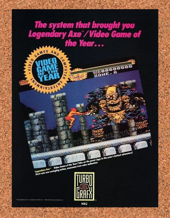 1991 TurboGrafx-16 Console Legendary Axe Original Ad v1 - for just $17.99! 