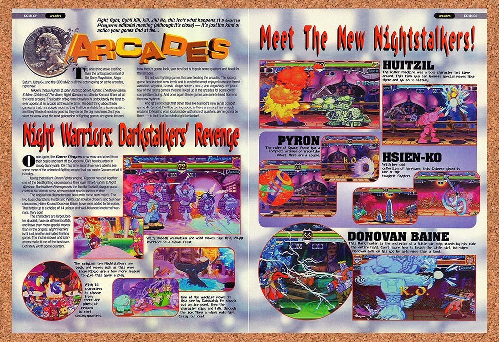 1995 Night Warriors Dark Stalkers Revenge Arcade Review Original Ad v4 - for just $21.49! 