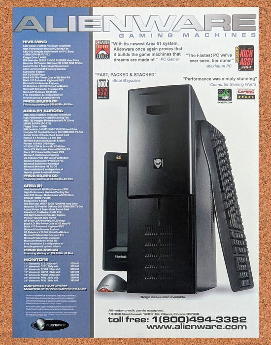 2002 Alienware Gaming PC Original Performance Computing Ad - for just $17.99! 