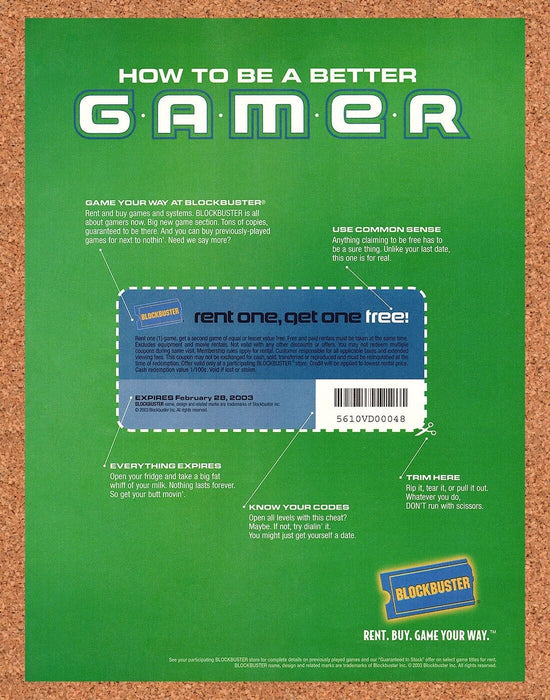 2003 Blockbuster Video Original Video Game Rental Ad - for just $17.99! 