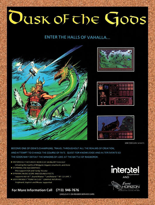 1992 Dusk Of The Gods MS-DOS Original Ad v1 - for just $17.99! 