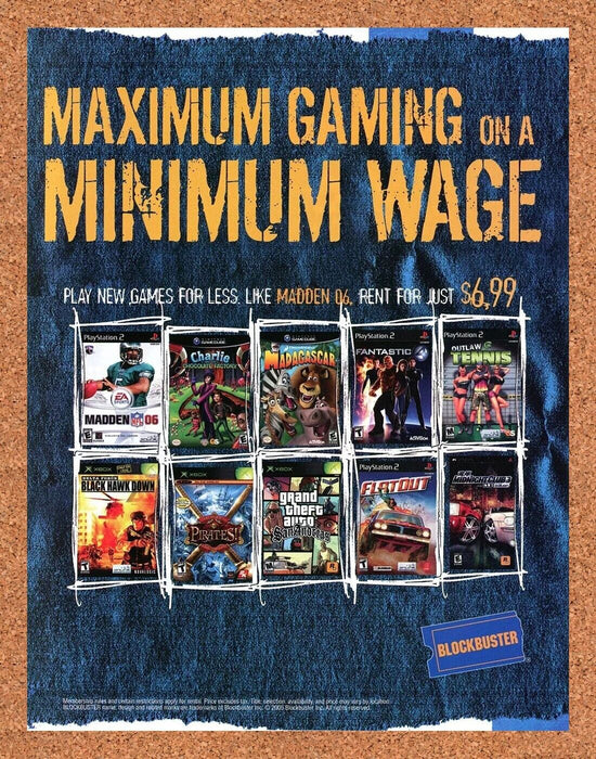 2006 Blockbuster PS2 Rental Original Xbox Game Rental Ad v2 - for just $17.99! 