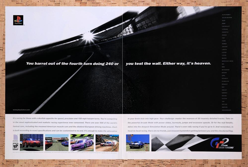 1999 Gran Turismo 2 PS1 Original Ad v1 - for just $21.49! 