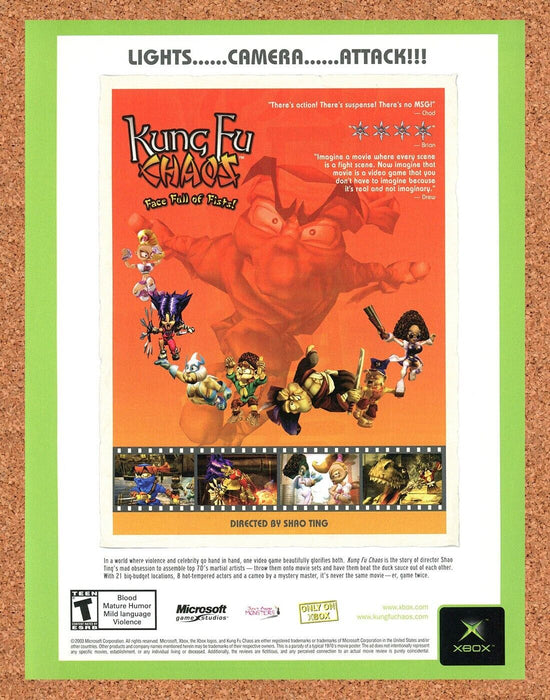 2003 Kung Fu Chaos Face Full Fists Xbox Original Ad - for just $17.99! 