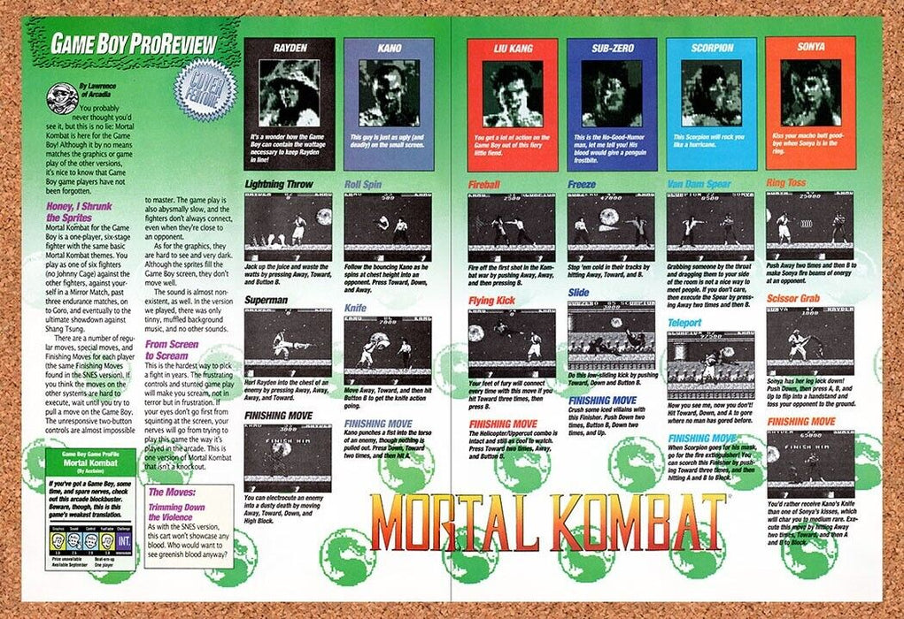 1993 Mortal Kombat Game Boy Original Ad v12 - for just $21.49! 