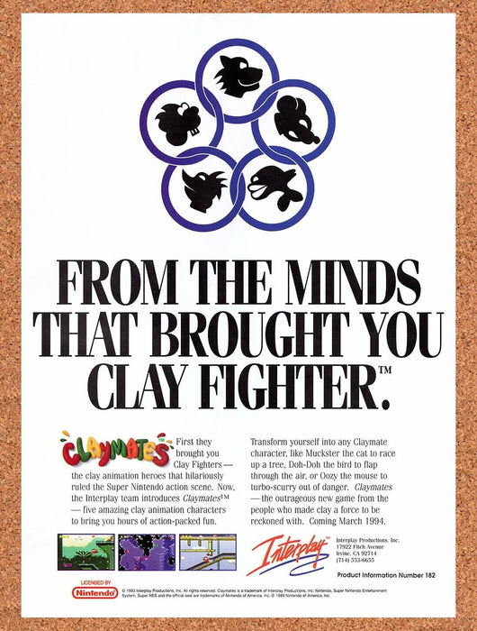 1994 Claymates SNES Original Ad v1 - for just $17.99! 