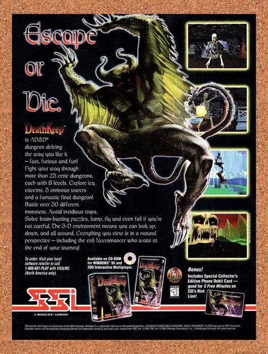 1995 DeathKeep Advanced D&D PC Original Ad - for just $17.99! 