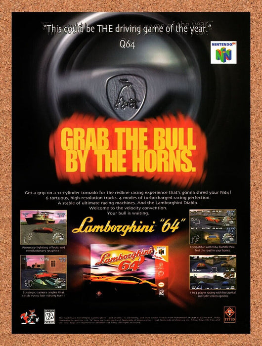 1998 Lamborghini 64 N64 Original Ad v1 - for just $17.99! 