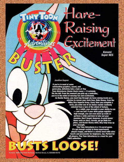 1993 Buster Busts Loose SNES Original Ad v1 - for just $17.99! 