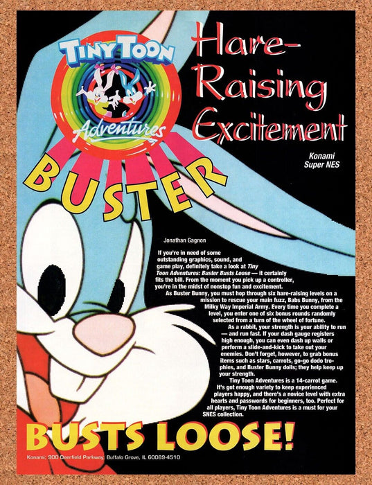 1993 Buster Busts Loose SNES Original Ad v1 - for just $17.99! 