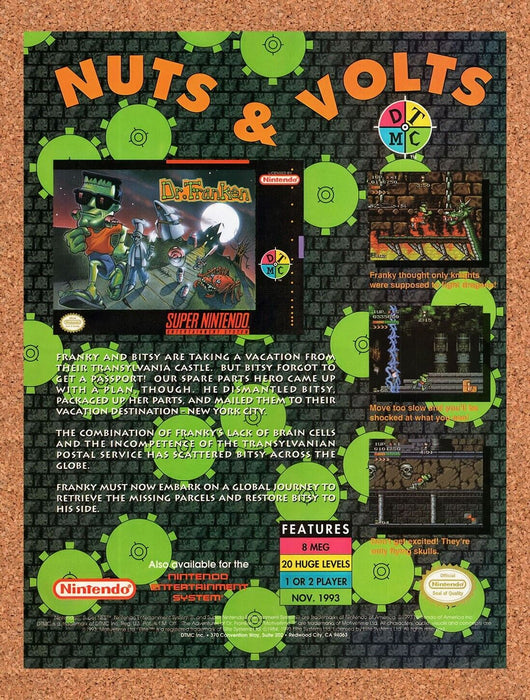 1993 Dr Franken SNES Original Ad v1 - for just $17.99! 