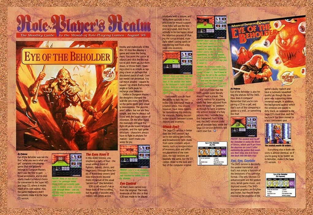 1994 Advanced Dungeons & Dragons Eye Of The Beholder Sega CD Original Ad v3 - for just $21.49! 