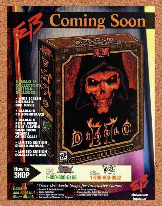 2001 Diablo II Collector's Edition PC Original EB Games Ad - for just $17.99! 