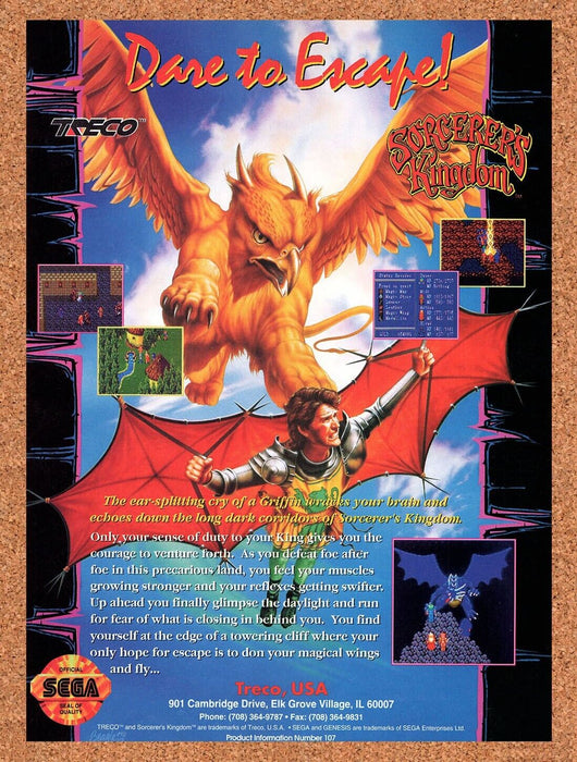 1993 Sorcerers Kingdom Genesis Original Ad v1 - for just $17.99! 