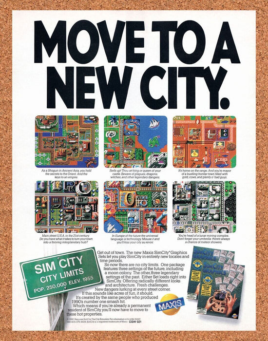 1991 Sim City Graphics Sets PC Original Ad v1 - for just $17.99! 