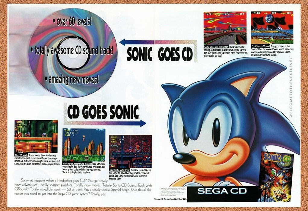 1993 Sonic CD Sega CD Original Ad v1 - for just $20.24! 