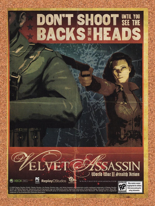 2008 Velvet Assassin World War II Stealth Action Xbox 360 Original Ad v4 - for just $17.99! 