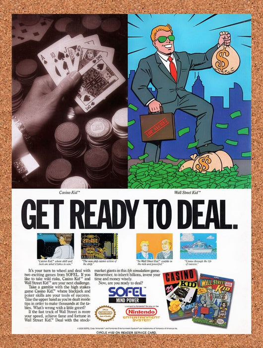 1990 SOFEL NES Games Wall Street Kid Original Ad v1 - for just $17.99! 