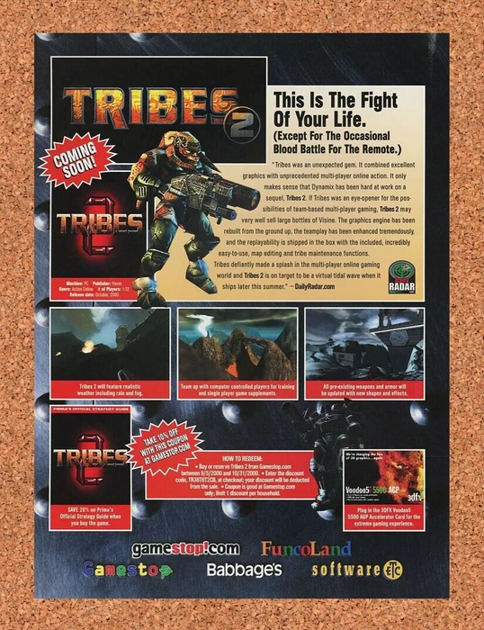 2002 Tribes 2 PC Original FuncoLand Ad v2 - for just $17.99! 