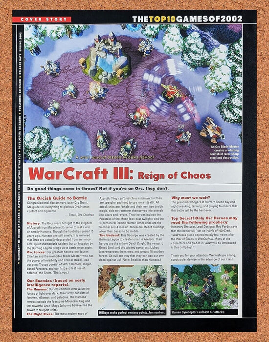 2001 WarCraft III Reign Of Chaos PC Original Ad - for just $17.99! 