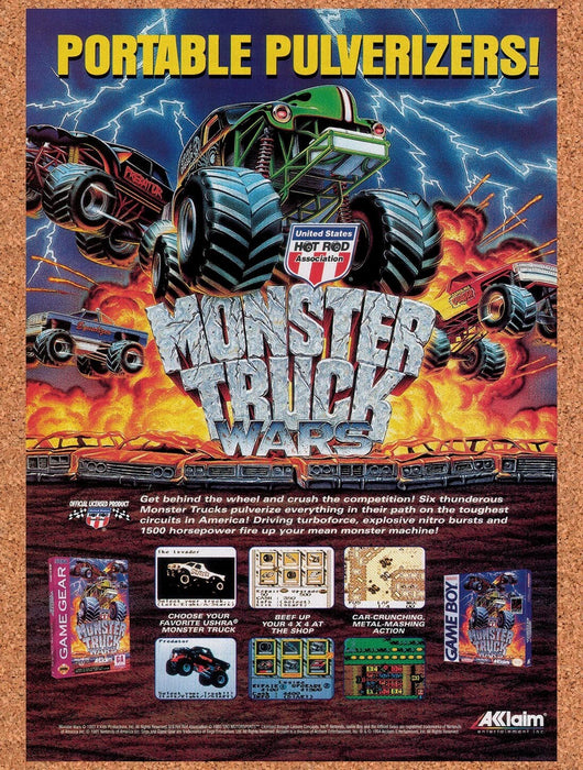 1995 Monster Truck Wars Game Boy Original Ad v2 - for just $17.99! 