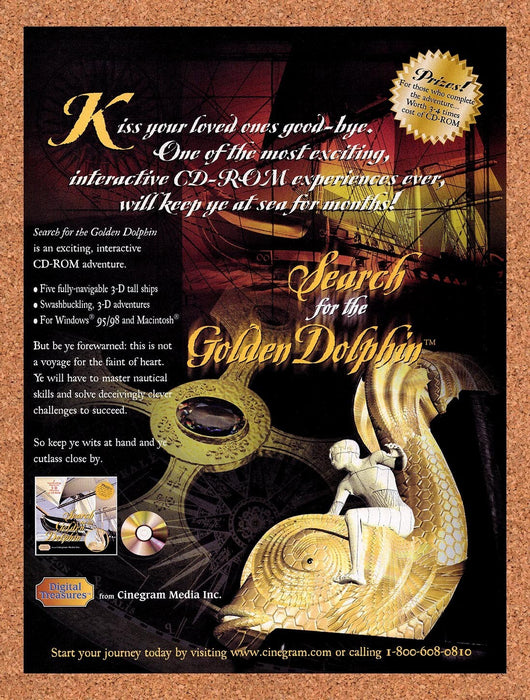 1999 Search For The Golden Dolphin CD-ROM Original Ad v1 - for just $18.49! 