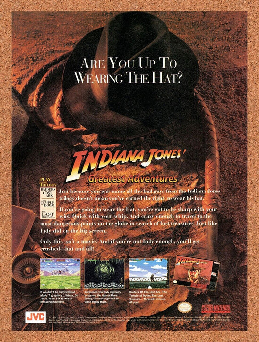 1994 Indiana Jones Greatest Adventures SNES Original Ad v1 - for just $17.99! 