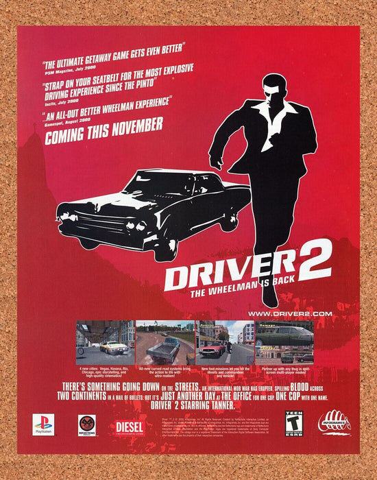 2002 Driver 2 PS1 Original PlayStation Ad - for just $17.99! 