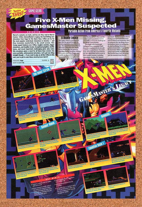 1995 X-Men Gamemasters Legacy Game Gear Original Ad v2 - for just $21.49! 