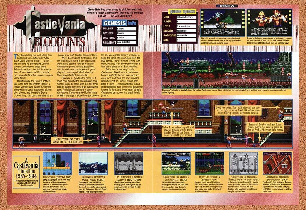 1994 Castlevania Bloodlines Genesis Original Ad v4 - for just $21.49! 