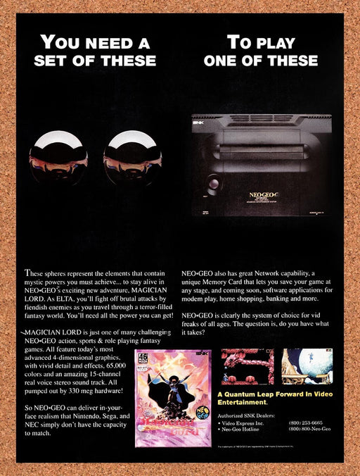 1991 Magician Lord Neo Geo Original Ad v1 - for just $17.99! 