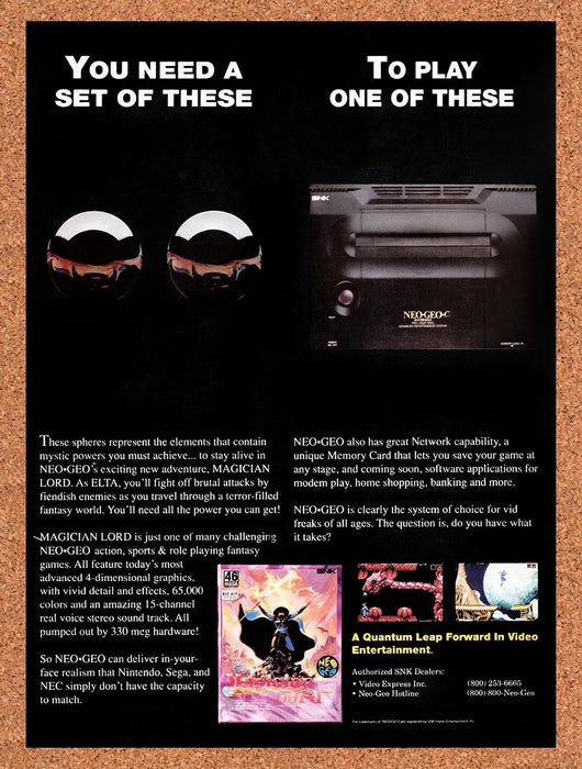 1991 Magician Lord Neo Geo Original Ad v1 - for just $17.99! 