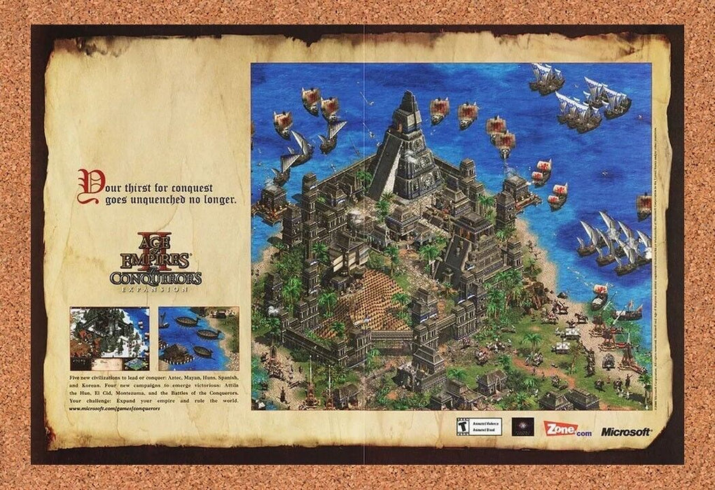 2000 Age Of Empires II Conquerors PC Original Map-Style Ad v2 - for just $21.49! 