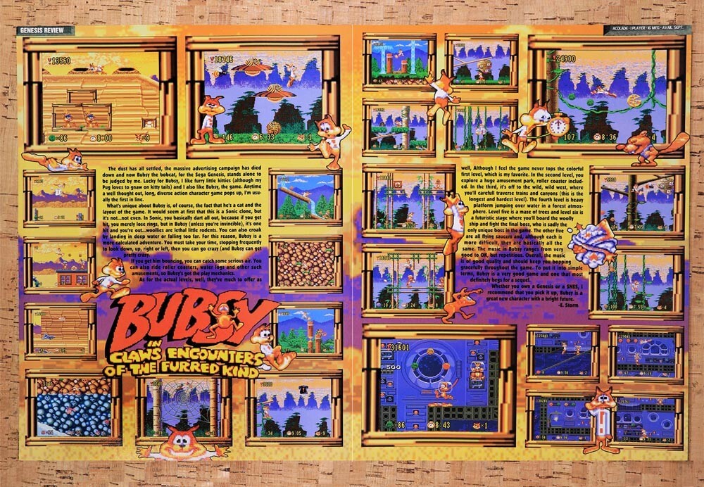 1993 Bubsy Genesis Original Ad v2 - for just $21.49! 