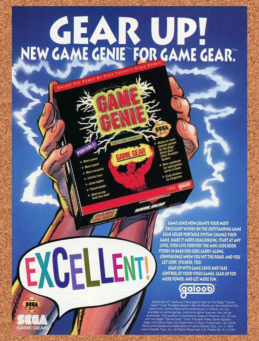 1994 Game Genie Game Gear Original Ad v2 - for just $17.99! 