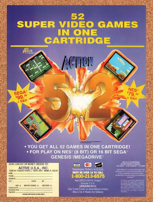 1993 Action 52 NES Original Ad v1 - for just $18.99! 