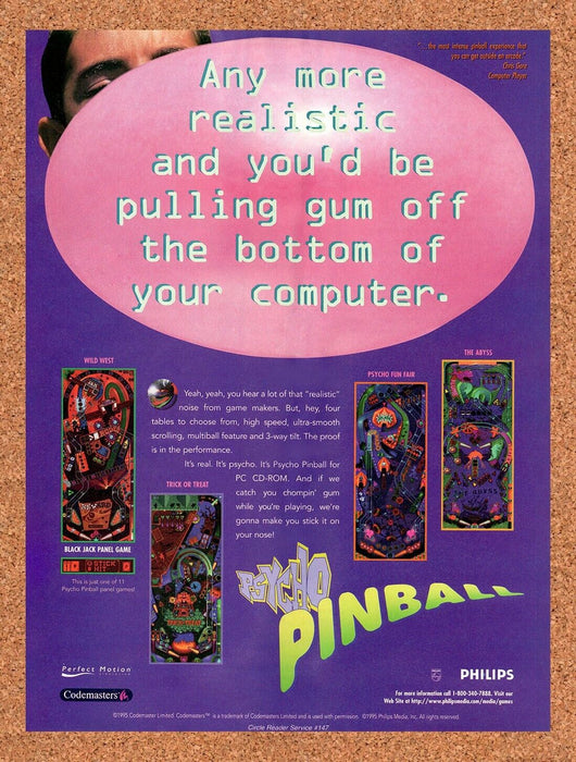 1995 Psycho Pinball PC Original Ad v1 - for just $17.99! 