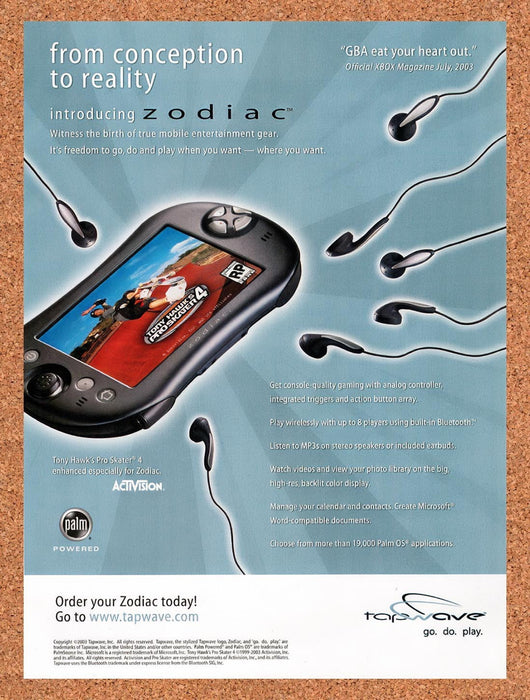 2003 Zodiac Tapwave Tony Hawk's Pro Skater 4 Original Ad v2 - for just $19.49! 