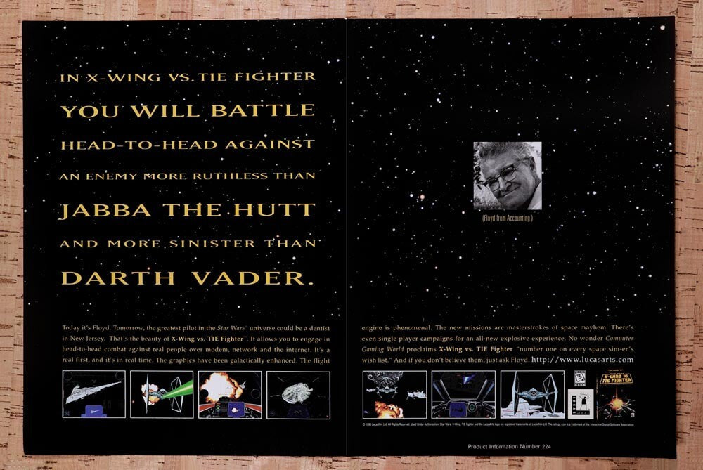 1997 Star Wars X-Wing Vs Tie Fighter PC Original Ad - for just $21.49! 