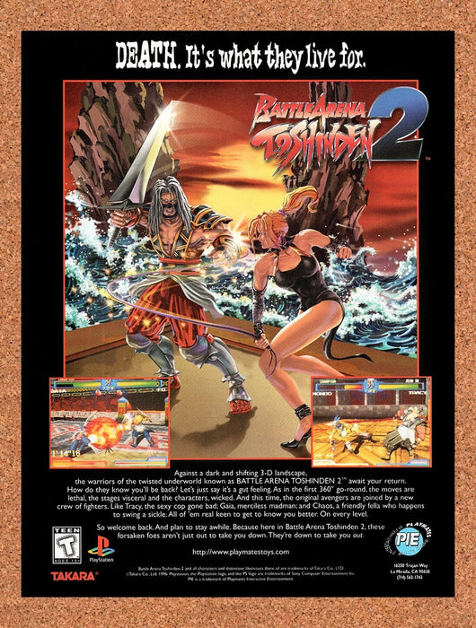 1996 Battle Arena Toshinden 2 PS1 Original Ad v3 - for just $17.99! 
